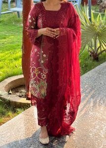 Original Maroon Embroidered Pakistani Suit