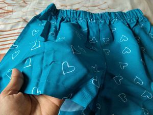 Blue Heart Print Shorts
