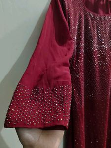 Elegant Maroon Kurta with Sparkly Detail