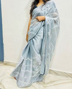 Elegant Blue Embroidered Saree