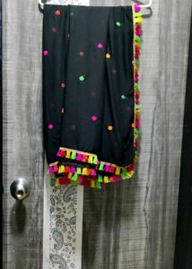 Black Kurta Set with Colorful Embroidery