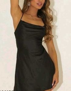 Sleek Black Satin Slip Dress
