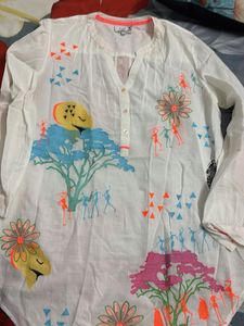 White Kurta with Tribal Print