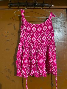 Pink Floral Print Summer Dress