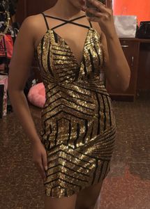 Sparkling Gold & Black Sequin Dress
