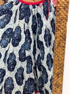 Blue &amp; White Floral Print Skirt