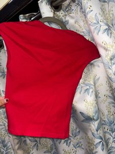 Red Square Neck Crop Top