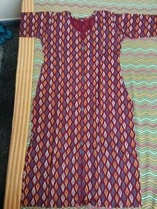 Maroon Ethnic Kurta with Diamond Ikkat Print