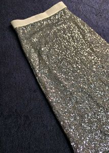 Sparkling Silver Sequin Maxi Skirt