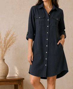 Classic Navy Blue Shirt Dress