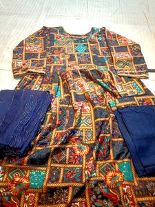 Floral Print Anarkali Frock Suit Set