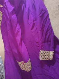 Elegant Purple Embroidered Anarkali Gown with dupa