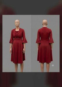 Chic Red Flared Sleeve Dress