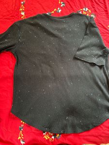 Sparkly Black Ribbed Top