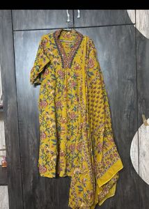 Yellow Floral Print Kurta