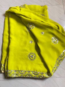 Stunning Embellished Lime Green Saree