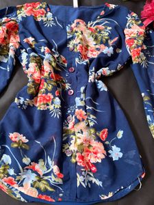 Blue Floral Print Top