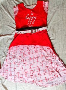 Red And White Frock