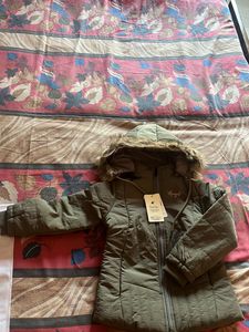 Olive Green Puffer Jacket with Fur Hood