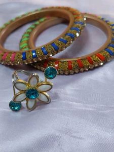 Vibrant Bangle Set with Ring