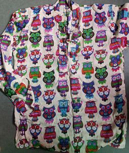 mens Vibrant Owl Print Kurta