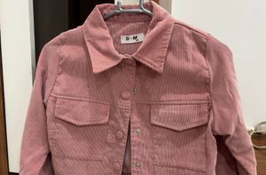 Pink Corduroy Cropped Jacket