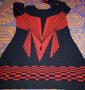 Stylish Black &amp; Red Printed Kurta