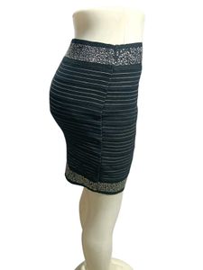 Striped Mini Skirt with Embellished Waistband