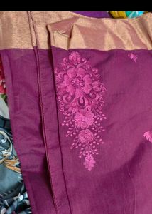 Elegant Embroidered Magenta Saree