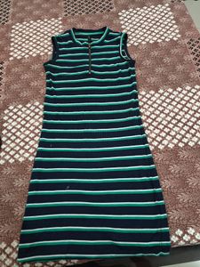 Striped Sleeveless Zip-Up Dress