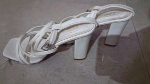 Chic White Block Heel Sandals