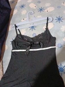 Lace Trimmed Black Sleep Romper