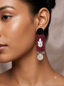 Boho Crochet Earrings with Coin Charm(Navratri)