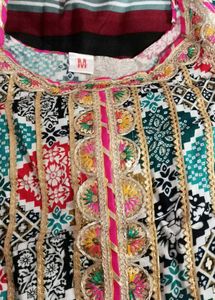 Designer Bandhani Kurta Set with Potli Bag