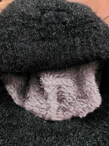 Fluffy Black Cloche Hat