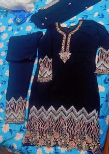 Pakistani embroidery kurta set new black