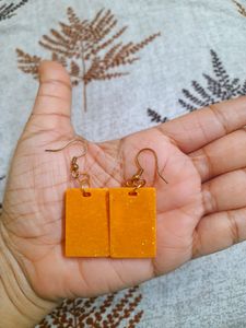 Handmade Orange Resin Earrings