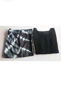 Stylish black pleated kurti with Tie-Dye palazzo s