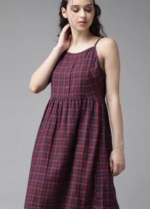 Red Plaid Spaghetti Strap Dress