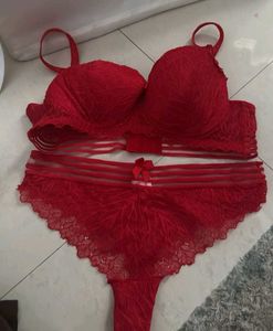 Stunning Red Lace Bra and Panty Set
