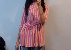 Striped Pink Shirt Tunic