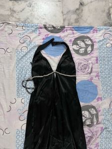Black Satin Padded Dress