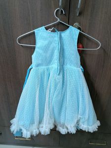 Baby Blue Party Dress with Flower Accent