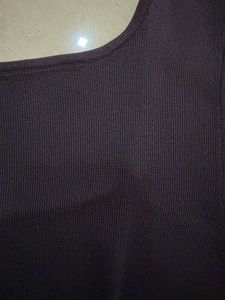 MANGO Black Square Neck Ribbed Top