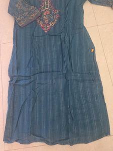 Embroidered Teal Kurta