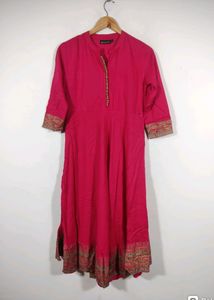 Khushal K Pink Printed V Neck Kurta (Women)