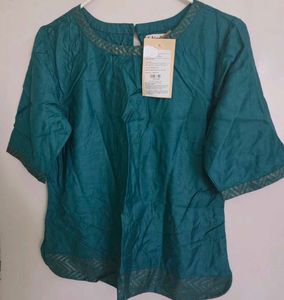 Teal Green Embroidered FabIndiaTop with tag