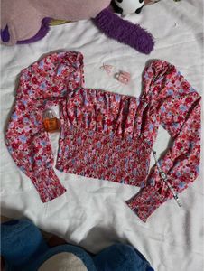 Floral Smocked Square Neck Top