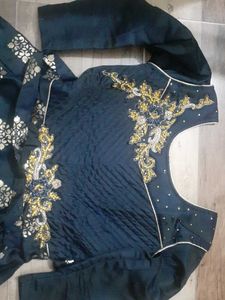 Elegant navy blue  Lehenga Choli with Gold Print