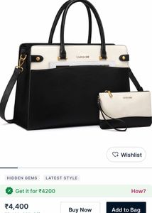 Stylish Black & White Laptop Bag with Pouch